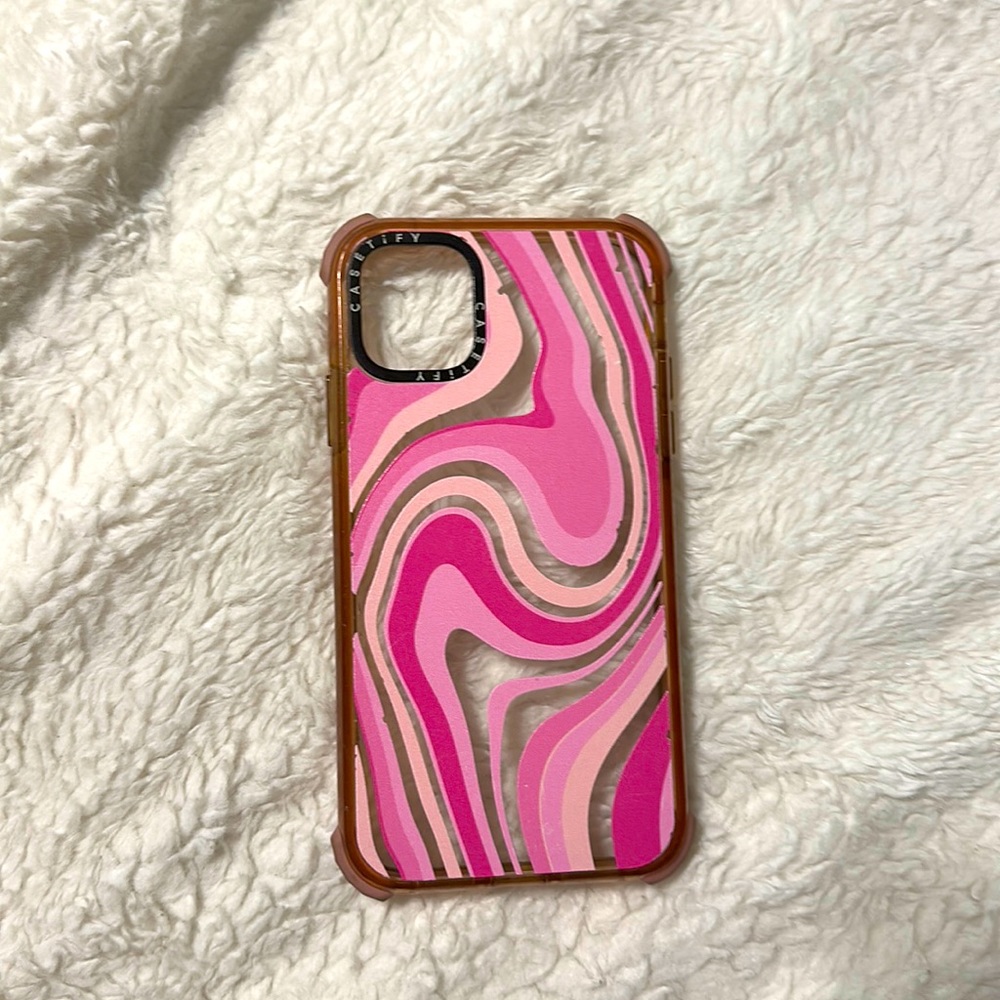 Pink Casetify Phone Case. iPhone X or iPhone 11 Pro phone sizes fit this case.